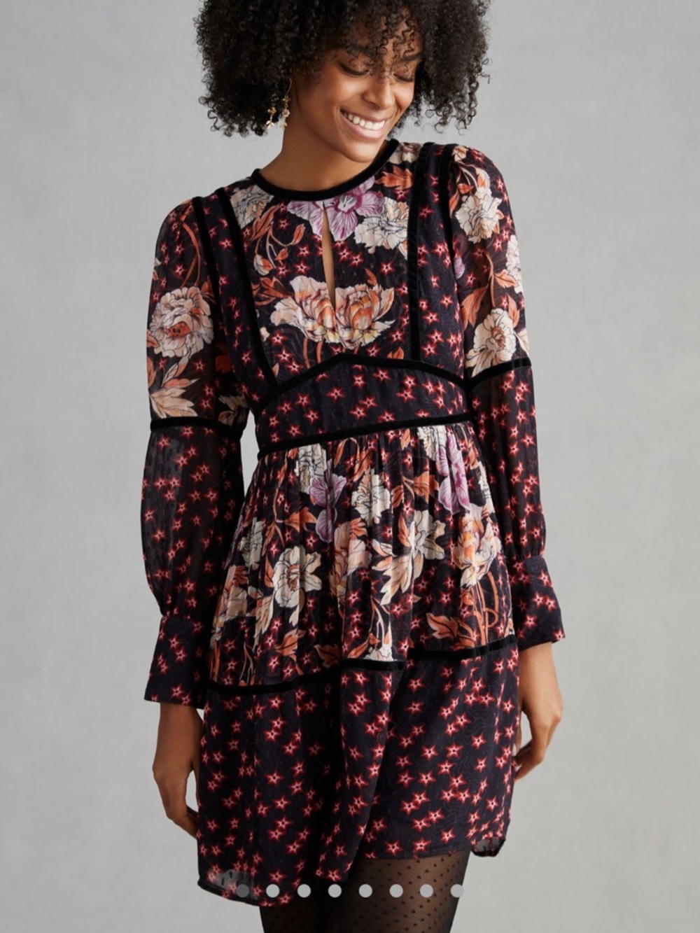 Temperley London × Anthropologie Mixed-Print Tiered Mini Dress size 4 NWT